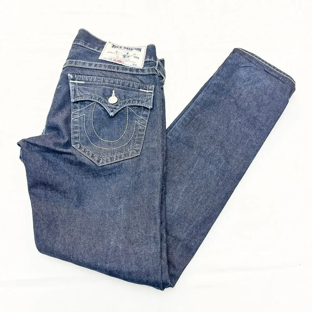 True Religion Skinny Dark Wash Denim Jeans with Flaps Size 29 - Picture 8 of 8